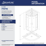 DreamLine DL-6152-01FR Prime 33" x 76 3/4" Semi-Frameless Frosted Glass Sliding Shower Enclosure in Chrome with White Base and Backwalls