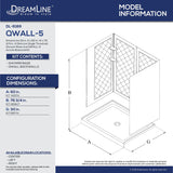 DreamLine DL-6189L-01 30"D x 60"W x 76 3/4"H Left Drain Acrylic Shower Base and QWALL-5 Backwall Kit In White - Bath4All