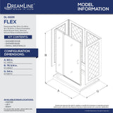 DreamLine DL-6229L-04 Flex 34"D x 60"W x 76 3/4"H Semi-Frameless Shower Door in Brushed Nickel with Left Drain Base and Backwalls
