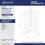 DreamLine DL-6294C-01 36"D x 36"W x 76 3/4"H SlimLine Double Threshold Corner Drain Base and Acrylic Backwall Kit in White