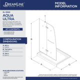 DreamLine DL-6522R-22-04 Aqua Ultra 34"D x 60"W x 74 3/4"H Frameless Shower Door in Brushed Nickel and Right Drain Biscuit Base Kit