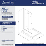 DreamLine DL-6528C-88-01 Aqua Fold 36"D x 36"W x 74 3/4"H Frameless Bi-Fold Shower Door in Chrome with Black Base Kit