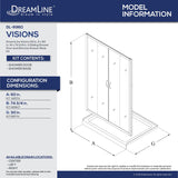 DreamLine DL-6960R-04CL Visions 30"D x 60"W x 74 3/4"H Sliding Shower Door in Brushed Nickel with Right Drain White Shower Base