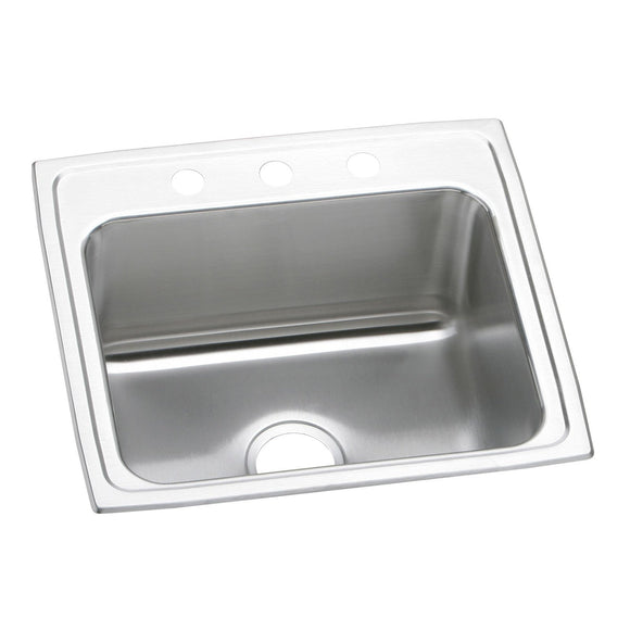 Elkay DLR2219103 Lustertone Stainless Steel 22" x 19-1/2" x 10-1/8", 1-Bowl Top Mount Kitchen Sink