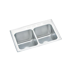 Elkay DLR3322104 Lustertone Stainless Steel 33" x 22" x 10-1/8", Double Bowl Top Mount Kitchen Sink