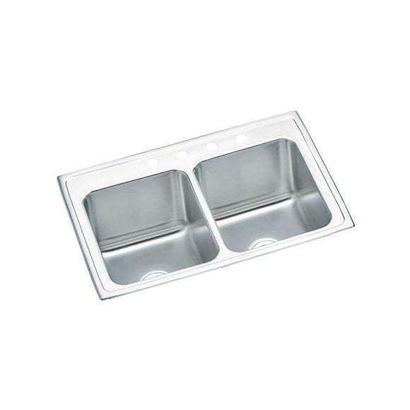 Elkay DLR3322104 Lustertone Stainless Steel 33" x 22" x 10-1/8", Double Bowl Top Mount Kitchen Sink