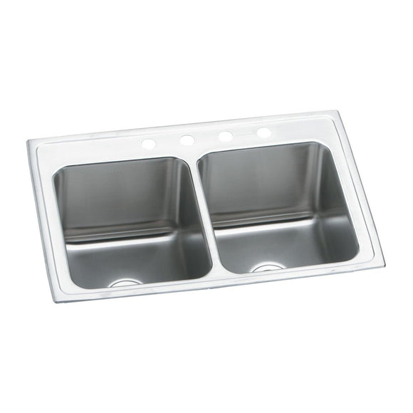 Elkay DLR3322123 Lustertone Stainless Steel 33" x 22" x 12-1/8", Double Bowl Top Mount Kitchen Sink