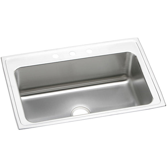 Elkay DLRS3322101 Lustertone Stainless Steel 33" x 22" x 10-1/8", Single Bowl Top Mount Kitchen Sink