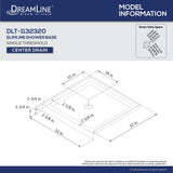 DreamLine DLT-1132320 SlimLine 32"D x 32"W x 2 3/4"H Center Drain Single Threshold Shower Base in White - Bath4All