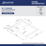 DreamLine DLT-1132420-22 SlimLine 32"D x 42"W x 2 3/4"H Center Drain Single Threshold Shower Base in Biscuit