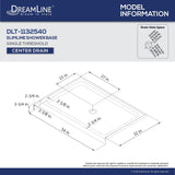 DreamLine DLT-1132540-22 SlimLine 32"D x 54"W x 2 3/4"H Center Drain Single Threshold Shower Base in Biscuit