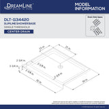 DreamLine DLT-1134420-88 SlimLine 34"D x 42"W x 2 3/4"H Center Drain Single Threshold Shower Base in Black
