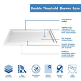 DreamLine DLT-1036542 SlimLine 36"D x 54"W x 2 3/4"H Right Drain Double Threshold Shower Base in White