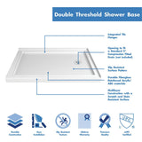 DreamLine DLT-1034482 SlimLine 34"D x 48"W x 2 3/4"H Right Drain Double Threshold Shower Base in White