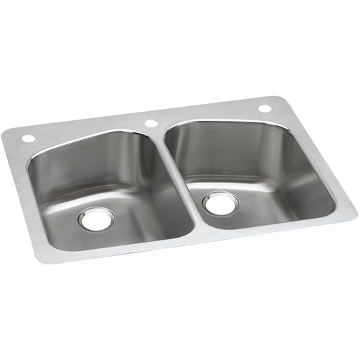 Elkay DPXSR233222R Dayton Stainless Steel 33" x 22" x 8", Equal Double Bowl Dual Mount Kitchen Sink