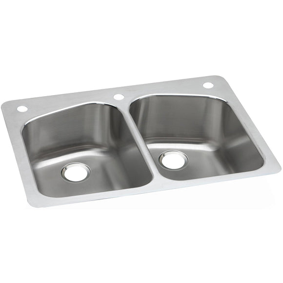 Elkay DPXSR233222R Dayton Stainless Steel 33" x 22" x 8", Equal Double Bowl Dual Mount Kitchen Sink