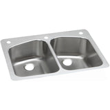 Elkay DPXSR233222R Dayton Stainless Steel 33" x 22" x 8", Equal Double Bowl Dual Mount Kitchen Sink