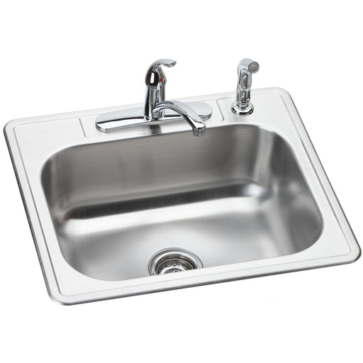 Elkay DSE125224DF Dayton Stainless Steel 25" x 22" x 8-1/16", 1-Bowl Top Mount Sink and Faucet Kit