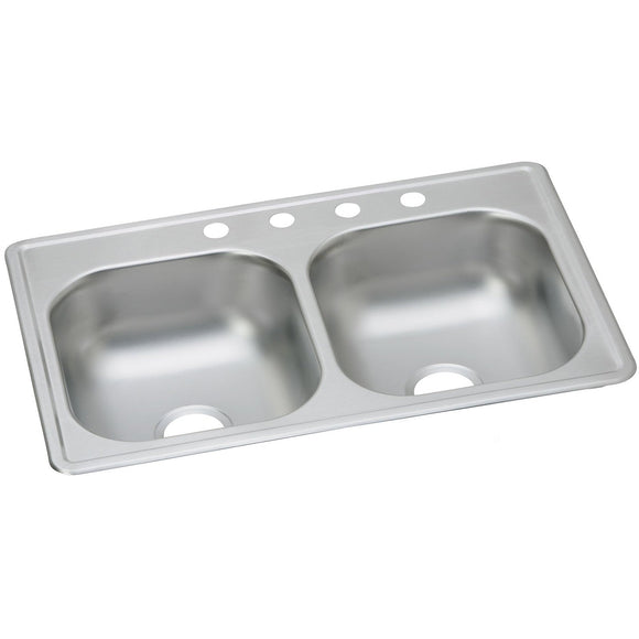 Elkay DSE233192 Dayton Stainless Steel 33" x 19" x 8", Equal Double Bowl Top Mount Kitchen Sink