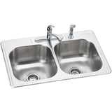 Elkay DSE233224DF Dayton Stainless Steel 33" x 22" x 8-1/16", 2-Bowl Top Mount Kitchen Sink and Faucet Kit