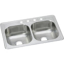 Elkay DSE233224 Dayton Stainless Steel 33" x 22" x 8-1/16", Double Bowl Top Mount Kitchen Sink
