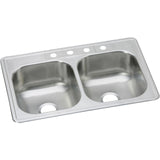 Elkay DSE233224 Dayton Stainless Steel 33" x 22" x 8-1/16", Double Bowl Top Mount Kitchen Sink