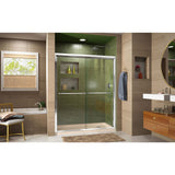 DreamLine DL-6951R-22-01 Duet 32"D x 60"W x 74 3/4"H Semi-Frameless Bypass Shower Door in Chrome and Right Drain Biscuit Base
