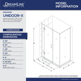 DreamLine E1230630-04 Unidoor-X 35"W x 30 3/8"D x 72"H Frameless Hinged Shower Enclosure in Brushed Nickel