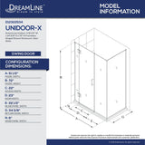 DreamLine E12322534-04 Unidoor-X 51 1/2"W x 34 3/8"D x 72"H Frameless Hinged Shower Enclosure in Brushed Nickel