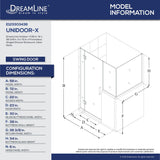 DreamLine E123303436-09 Unidoor-X 59"W x 36 3/8"D x 72"H Frameless Hinged Shower Enclosure in Satin Black