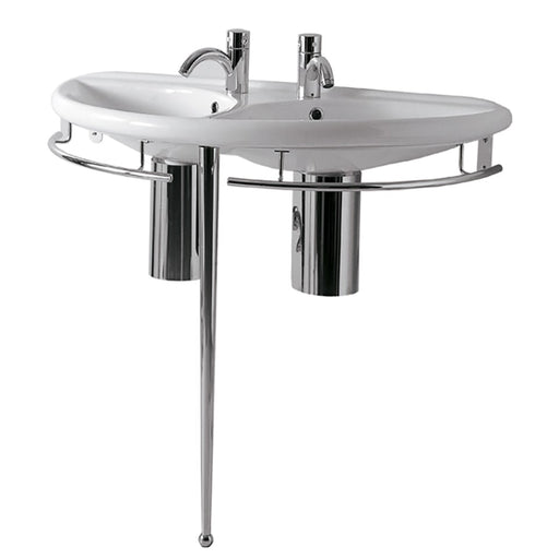 Whitehaus ECO64-ESU04 Isabella Collection Semi-Circular Double Sink China Console
