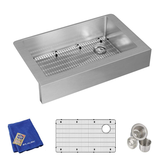 Elkay ECTRUF30179RC 18 Gauge Stainless Steel Single Bowl Apron Front Undermount Kit