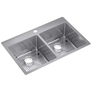 Elkay ECTSR33229TBG1 18 Gauge Stainless Steel Double Bowl Dual Mount Kitchen Sink Kit