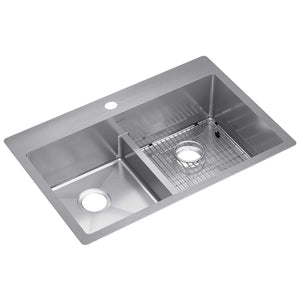 Elkay ECTSRA33229TBG1 18 Gauge Stainless Steel Double Bowl Dual Mount Kitchen Sink Kit