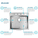 Elkay ECTSRAD25226TBG4 Crosstown 18 Gauge Stainless Steel 25" x 22" x 6", 4-Hole Single Bowl Dual Mount ADA Sink Kit