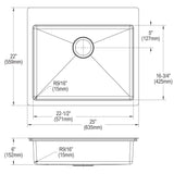 Elkay ECTSRAD25226TBG4 Crosstown 18 Gauge Stainless Steel 25" x 22" x 6", 4-Hole Single Bowl Dual Mount ADA Sink Kit