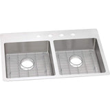 Elkay ECTSRAD33226TBG1 18 Gauge Stainless Steel Double Bowl Dual Mount Kitchen Sink Kit