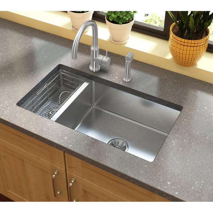 Elkay LK7922SSS Allure Single Hole Kitchen Faucet, Lever Handle and Side Spray Satin