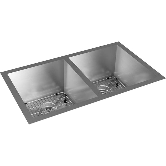 Elkay EFU311810TC 16 Gauge Stainless Steel 30.75" Double Bowl Undermount Kitchen Sink Kit