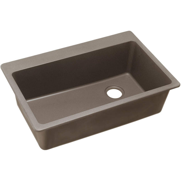 Elkay ELG13322GR0 Quartz Classic Single Bowl Top Mount Sink, Greige