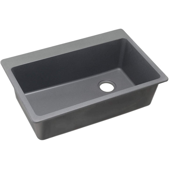 Elkay ELG13322GS0 Quartz Classic Single Bowl Top Mount Sink, Greystone