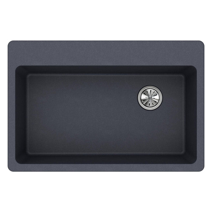 Elkay ELG13322GY0 Quartz Classic 33" x 22" x 9-1/2", Single Bowl Top Mount Kitchen Sink, Dusk Gray