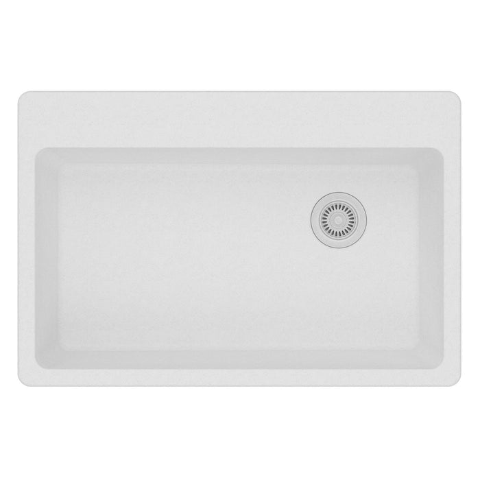 Elkay ELG13322WH0 Quartz Classic 33" x 22" x 9-1/2", Single Bowl Top Mount Kitchen Sink, White