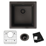 Elkay ELG1616BK0C Quartz Classic 15-3/4" x 15-3/4" x 7-11/16", Single Bowl Dual Mount Bar Sink Kit, Black