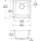 Elkay ELG1616BK0C Quartz Classic 15-3/4" x 15-3/4" x 7-11/16", Single Bowl Dual Mount Bar Sink Kit, Black