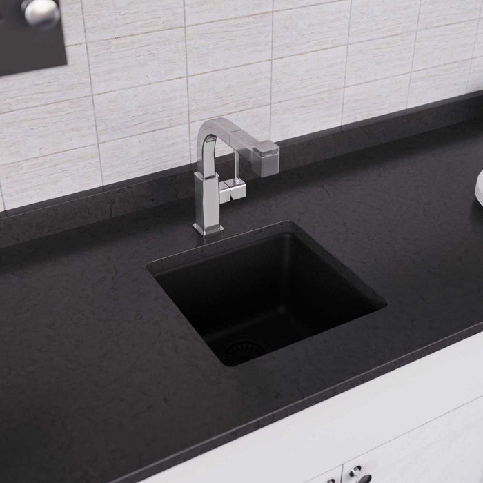 Elkay ELG1616BK0 Quartz Classic 15-3/4" x 15-3/4" x 7-11/16" Dual Mount Bar Sink, Black