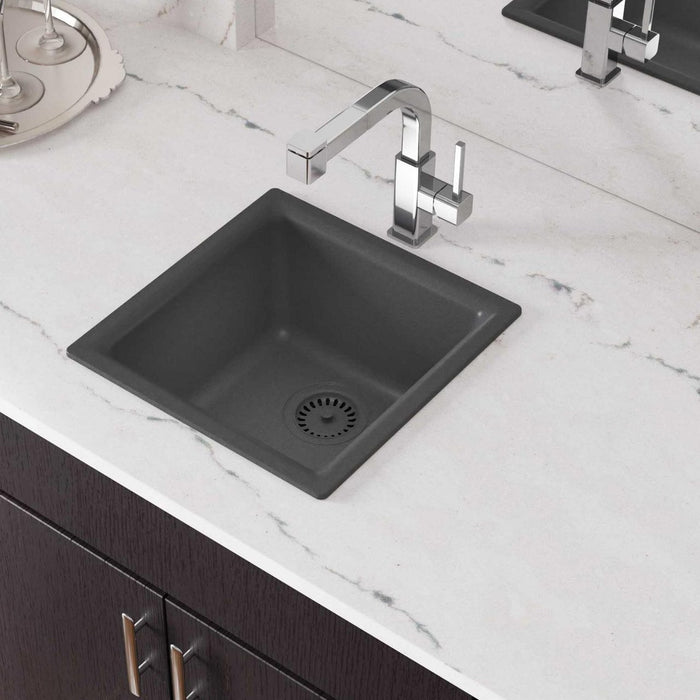 Elkay ELG1616GY0 Quartz Classic 15-3/4" x 15-3/4" x 7-11/16" Dual Mount Bar Sink, Dusk Gray