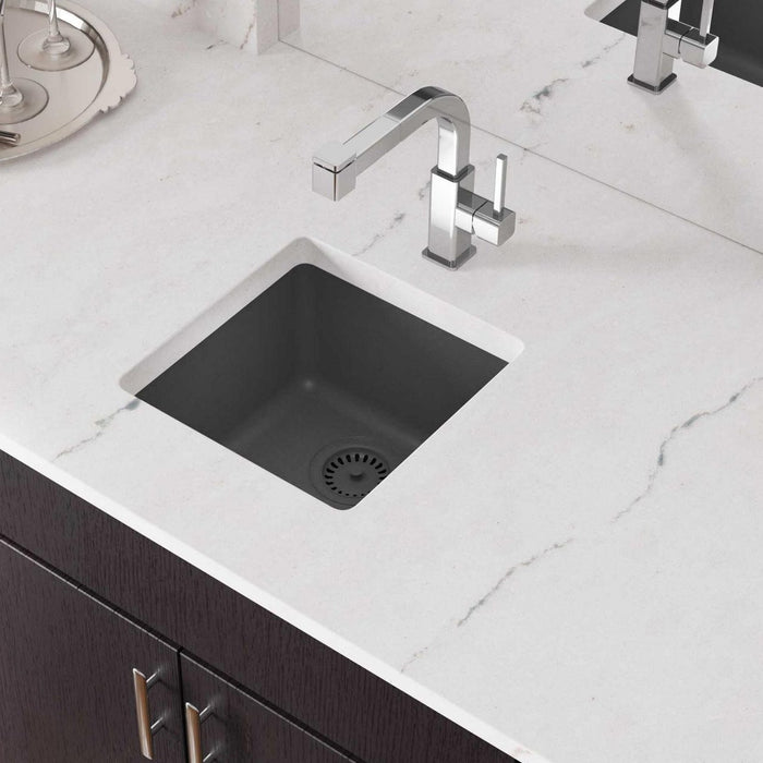 Elkay ELG1616GY0 Quartz Classic 15-3/4" x 15-3/4" x 7-11/16" Dual Mount Bar Sink, Dusk Gray