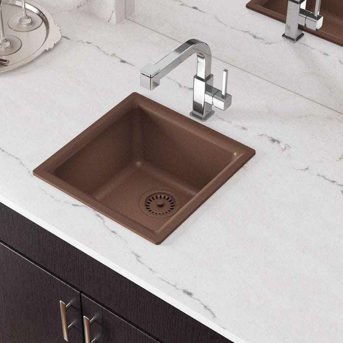 Elkay ELG1616MC0 Quartz Classic 15-3/4" x 15-3/4" x 7-11/16" Dual Mount Bar Sink, Mocha