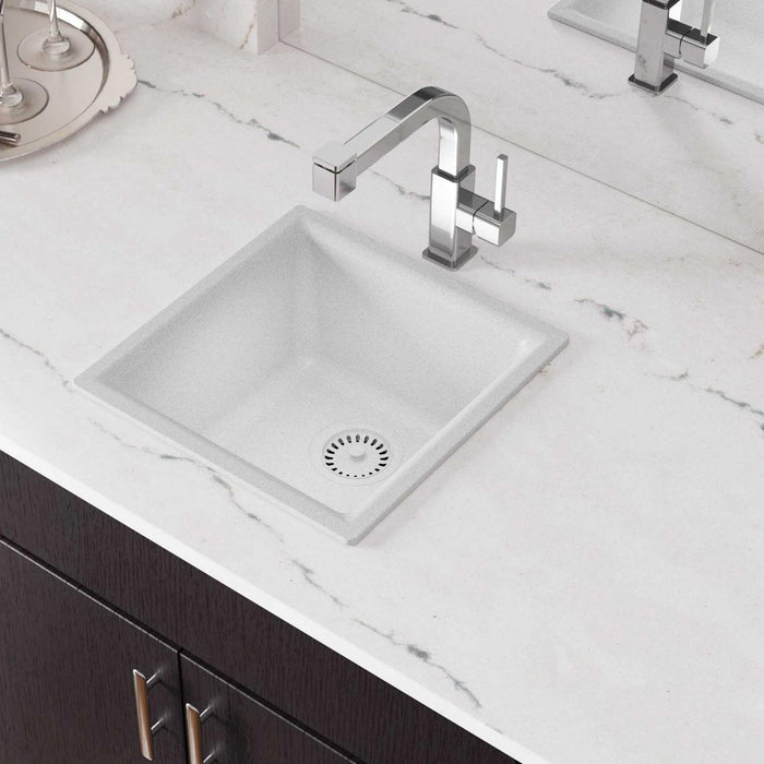 Elkay ELG1616WH0 Quartz Classic 15-3/4" x 15-3/4" x 7-11/16" Dual Mount Bar Sink, White
